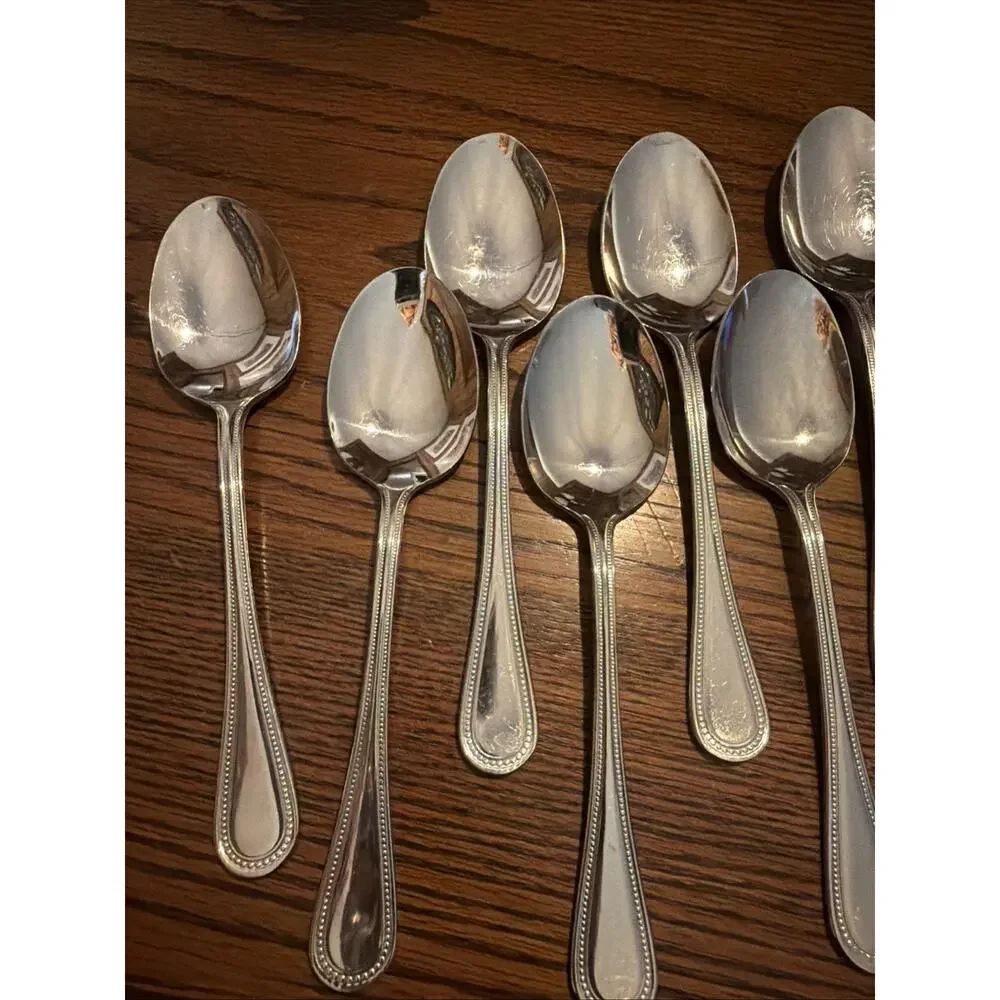10 Soup Spoons CONTINENTAL BEAD Wallace 18/10 Stainless Replacements Tablespoon